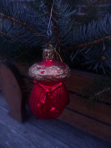 Inge Glas Mouth Blown and Hand Painted  Glass Ornament Red Mittens - German Specialty Imports llc