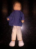 Waldorf Bendy Doll Biegepuppe Man with Blue /Grey Striped Shirt - German Specialty Imports llc