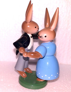 Esco Ore Mountain Hand Made Wooden Easter Bunny dancing couple - German Specialty Imports llc