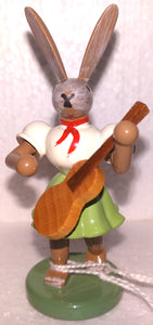Blank Ore Mountain Hand Made Easter Bunny Guitar player - German Specialty Imports llc