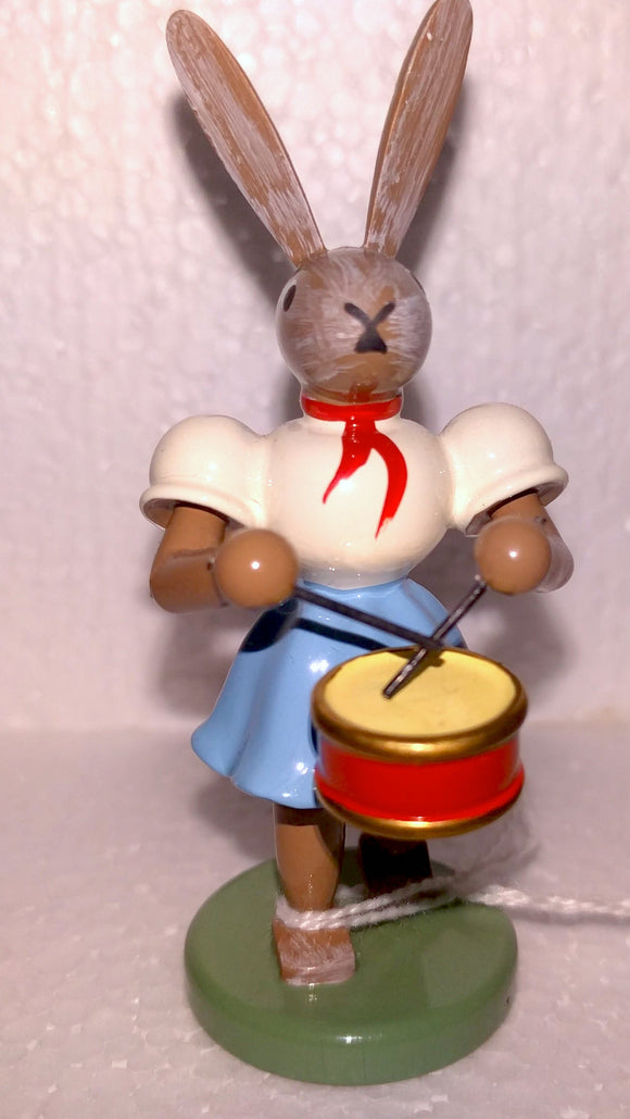 Blank Ore Mountain Hand Made Wooden Easter Bunny drum player - German Specialty Imports llc