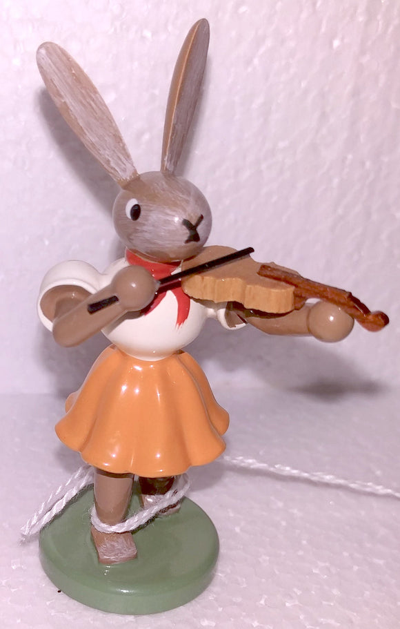 Blank Hand Made Female  Easter Bunny violin player - German Specialty Imports llc