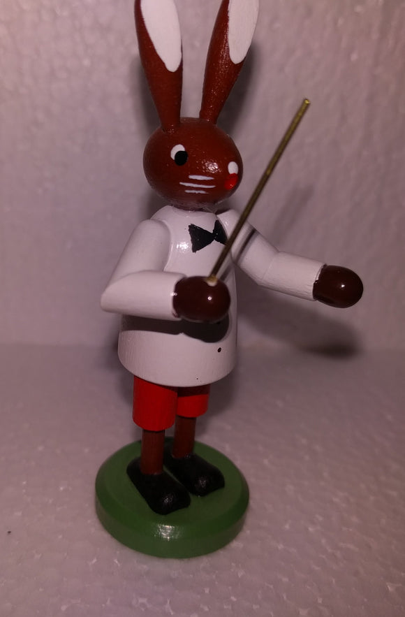 Ore Mountain Wooden  Hand made Easter Bunny conductor - German Specialty Imports llc