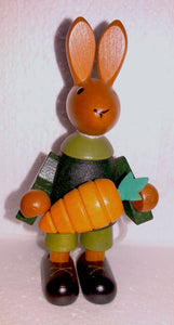 Ore Mountain Hand Made Easter Bunny Holding a Carrot - German Specialty Imports llc