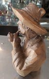 Hand Carved Wooden Bust Alpine Man with Hat and pipe MN0190600344 - German Specialty Imports llc