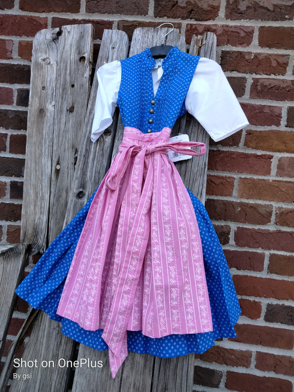 1926110-42 Children Hammerschmid Trachten Girl Dirndl Dress Spitzingsee blue/pink, 3 pc - German Specialty Imports llc