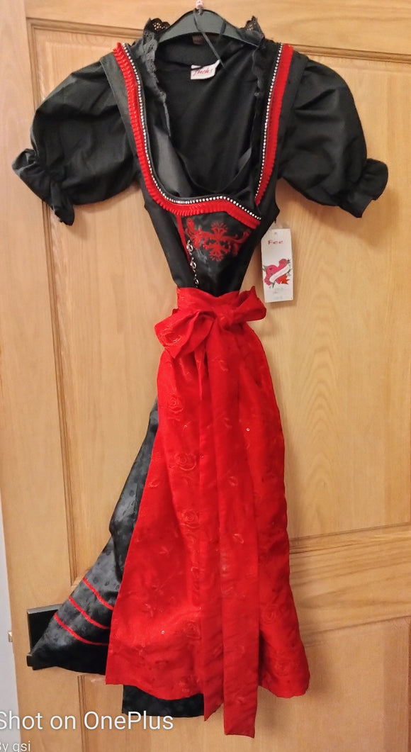 2 pc Stockerpoint  Elegant Black Dirndl Dress Fee with Beautiful red Apron - German Specialty Imports llc