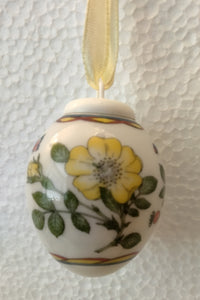 Hutschenreuther Mini  Porcelain  Easter Egg Ornament “Spring Meadow Yellow  wild Rose " Designer Ole Winther - German Specialty Imports llc