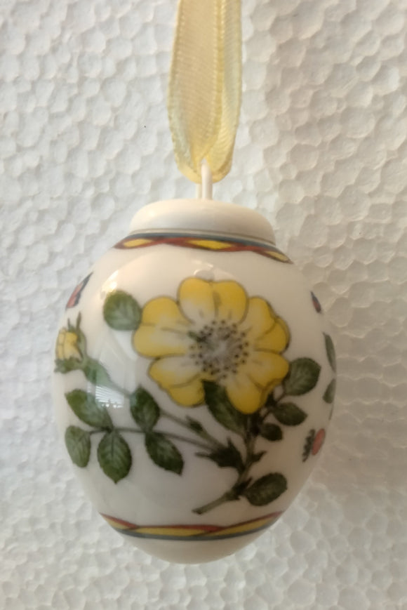 Hutschenreuther Mini  Porcelain  Easter Egg Ornament “Spring Meadow Yellow  wild Rose 
