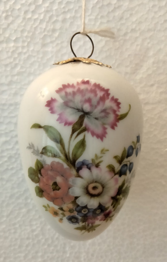 Lichte  Porcelain Easter Egg / Spring Midi - Medium Ornament “Colorful Carnation and Summer Flower