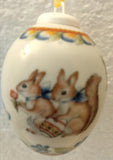 2001 Hutschenreuther Limited Edition Annual Porcelain Easter Egg Ornament  "Squirrel couple  breakfast" - German Specialty Imports llc