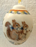 2001 Hutschenreuther Limited Edition Annual Porcelain Easter Egg Ornament  "Squirrel couple  breakfast" - German Specialty Imports llc