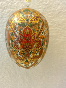 2000 Hutschenreuther Annual Collectible Crystal  Easter Egg  Ornament "Red Gold Flower Swirl" - German Specialty Imports llc