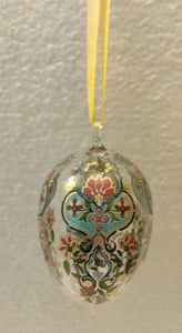 2007 Hutschenreuther Annual Limited Edition Crystal Easter Egg  Ornament "Blue Red Flower Ornamentals" Crystal Ornament - German Specialty Imports llc
