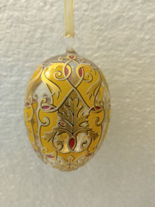1998 Hutschenreuther Annual Limited Edition Crystal Easter Egg Ornament "Gold -Yellow Ornamental Design" - German Specialty Imports llc
