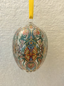 2005 Hutschenreuther Annual Limited Edition Crystal Easter Egg Ornament "Red Blue Gold Butterfly Ornamental Design" - German Specialty Imports llc