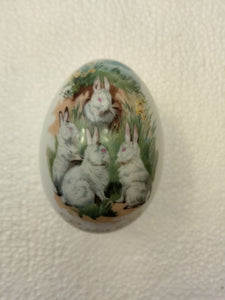 Easter 1975 Royal Bayreuth T Collectible Limited Edition Porcelain Easter Egg "Bunny meeting in Daffodil Field" - German Specialty Imports llc