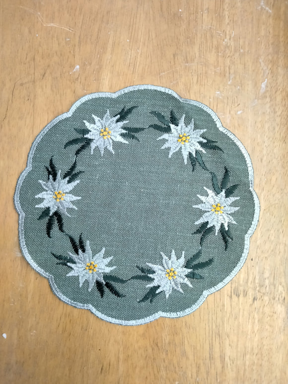 Round Edelweiss Linen doily round with scalloped Edging - German Specialty Imports llc