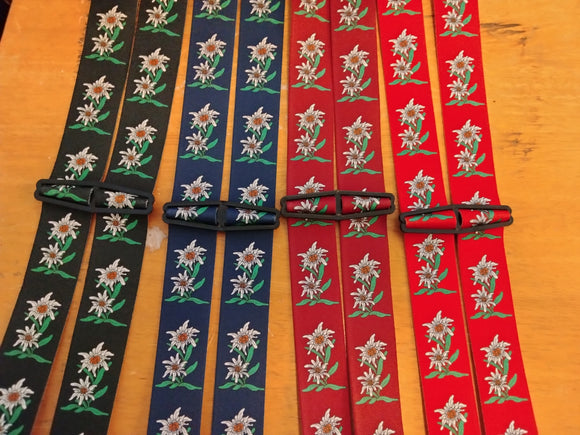 Elastic Clip on Suspenders in Edelweiss Pattern - German Specialty Imports llc