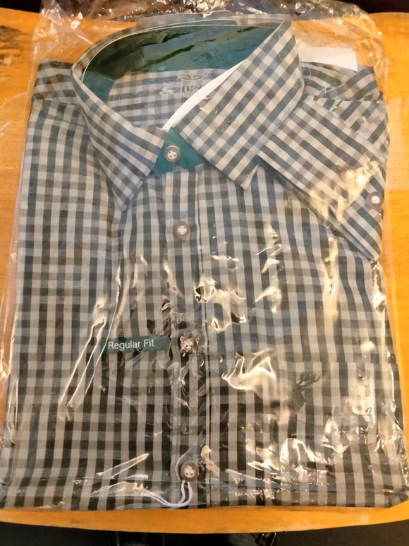 OS Trachten  Light and Dark Olive Green  Checkered Men Trachten Shirt - German Specialty Imports llc