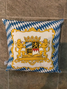 Bavaraian  Print  Pillow with Colored Bavarian Crest 11.5" x 11.5" - German Specialty Imports llc