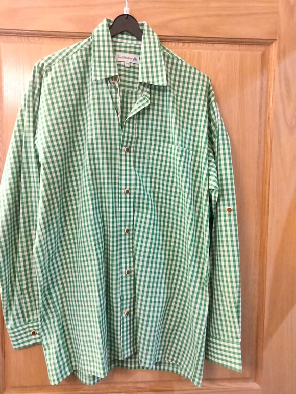 Isar Trachten Green and White Checkered Men Trachten Shirt - German Specialty Imports llc