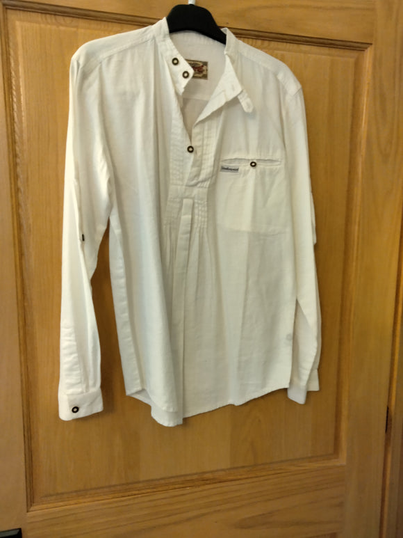 White Stockerpoint Men Trachten Shirt with Standup collar - German Specialty Imports llc