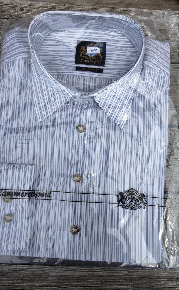 Hammerschmid  Men Trachten Shirt striped, brown/grey/ beige pattern with unique collar Detail ik - German Specialty Imports llc