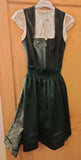 2 pc Festive Krueger Collection Dirndl dark green Velvet Style  Top with Beautiful Skirt Pattern and matching Apron - German Specialty Imports llc