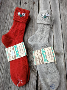 527 Children's  Trachten Socks with white Edelweiss flower  design - German Specialty Imports llc