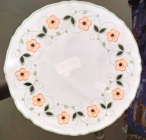 Beige Round Embroidered Cut-Outs Scalloped-Edge Copper Flower Doily 11" - German Specialty Imports llc