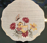 Chicken  Scalloped-Edge Easter Doily in different Shapes and Sizes in Linen and Jaquard - German Specialty Imports llc