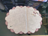 Embroidered Scalloped-Edge Linen Goose w/ Plad Design Different Size Shape Material and Color - German Specialty Imports llc