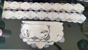 Embroidered Scalloped-Edge Linen Goose w/ Plad Design Different Size Shape Material and Color - German Specialty Imports llc