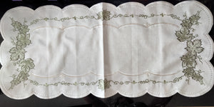 Table Runner with Embroidered  Grape Leaves design  36" x  15.5" - German Specialty Imports llc
