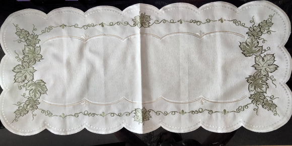 Table Runner with Embroidered  Grape Leaves design  36