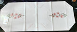 Table Runner with Embroidered Rusty Red Flower design in different colors 39 " x 16 " - German Specialty Imports llc