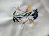 Country Table cloth in Jaquard Pattern with  Embroidered Blue Corn Flowers wheat and Margerite Flowers  51 " x 63" " - German Specialty Imports llc