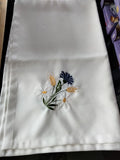 Country Table cloth in Jaquard Pattern with  Embroidered Blue Corn Flowers wheat and Margerite Flowers  51 " x 63" " - German Specialty Imports llc