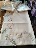 Plauener Lace Table Linen with Embroidered Tone in Tone Roses and Cut Out  Design in different sizes and tones - German Specialty Imports llc