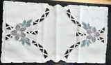 Beige  Embroidered Delicate tull embroidered Flower Design Doily with cut outs - German Specialty Imports llc