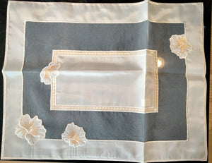 Delicate fine  Beige Embroidered Table Runner 17" x 13.5 " - German Specialty Imports llc