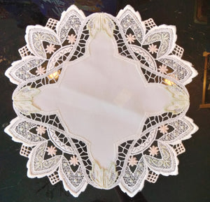 Beautiful Round Creme  Muliy color Lace edging   Doily 12" - German Specialty Imports llc