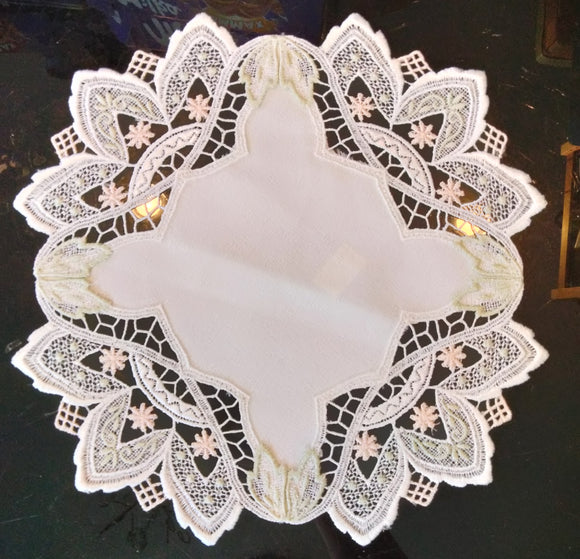 Beautiful Round Creme  Muliy color Lace edging   Doily 12