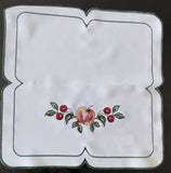 Embroidered Scalloped-Edging Cut-Out  Apple and Cherries Doily and Curtains   with cut outs in different sizes - German Specialty Imports llc