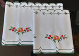 Embroidered Scalloped-Edging Cut-Out  Apple and Cherries Doily and Curtains   with cut outs in different sizes - German Specialty Imports llc