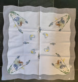 Hossner  Beautiful fine Flower Fairies "Lavender " linen with embroidered scalloped edging and embroidery edging around design - German Specialty Imports llc