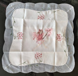 Hossner  Beautiful fine Flower Fairies "Pink Peony  Fairy" linen with embroidered scalloped edging and embroidery edging around design - German Specialty Imports llc