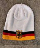 Germany knitted Fold Up Beanie Hat with German Crest and 4 Stars of the Soccer World Championship - German Specialty Imports llc