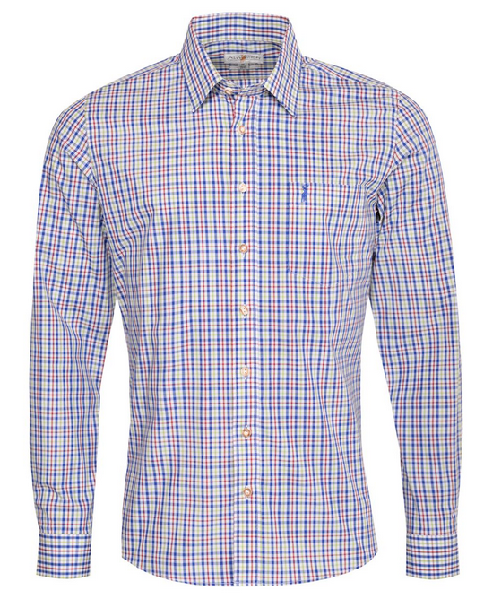 TRADITIONAL SHIRT JÖRN SLIM FIT MULTICOLORED IN LIGHT GREEN, BLUE AND RED FROM ALMSACH - German Specialty Imports llc
